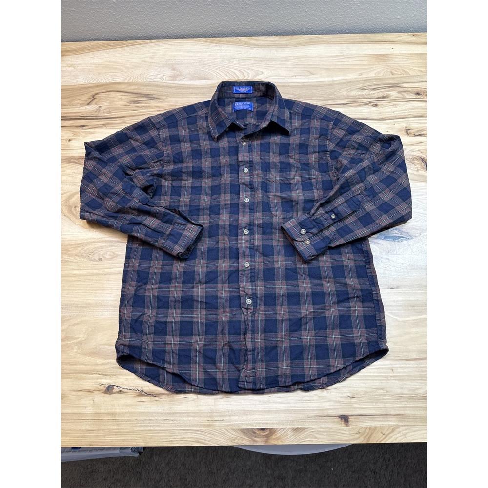 Sir Pendleton Men's Plaid Fine Worsted Wool Button Down Shirt Size Large